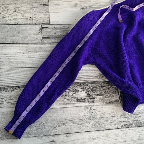 Vintage 80s Jaclyn Smith Blue Silver Metallic Beaded Embellished Sweater - Picture 13 of 14